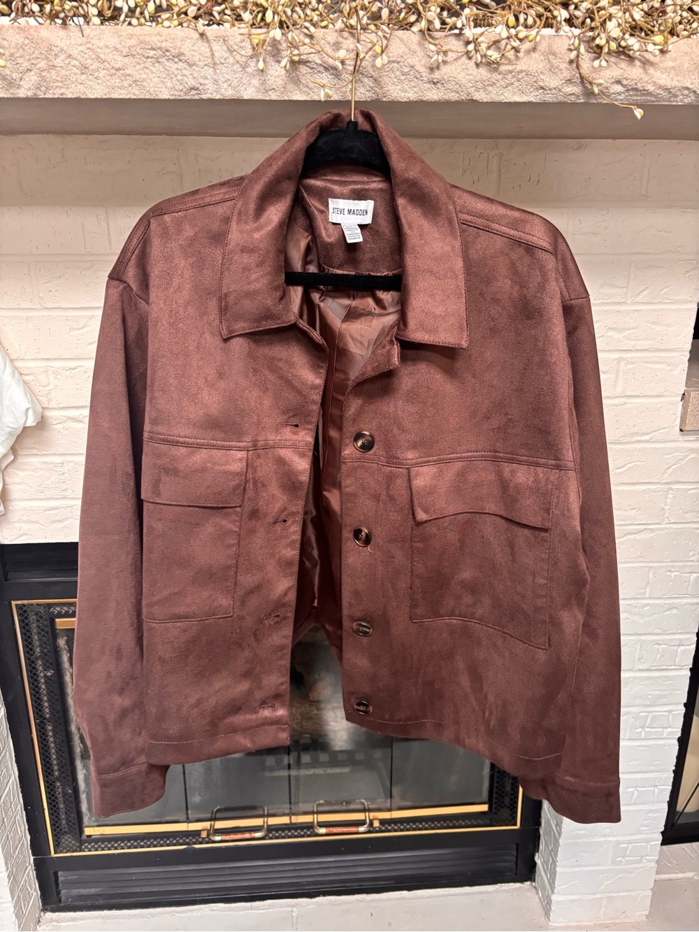 Steve Madden Men's Dark Brown Suede Shirt Jacket